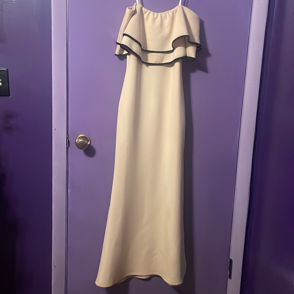 Strapless dress.